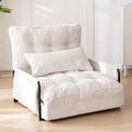 MAXYOYO Adjustable Floor Sofa Couch with Pillow, Multi-Functional Bean Bag Bed, 5-Position Foldable Lazy Sofa Sleeper Bed with Armrest, Versatile Floor Seating for Reading Gaming, Beige, Single