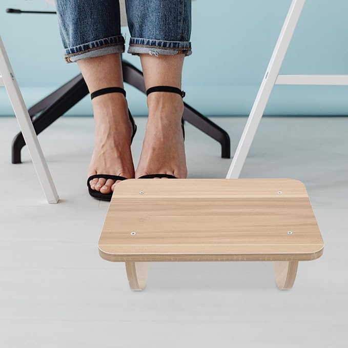 Wooden Under Desk Footrest for Pressure Relief Ergonomic Footstool with Smooth Edges and Stable Design Medium Comfortable Foot Support for Office and Home Use Random Color