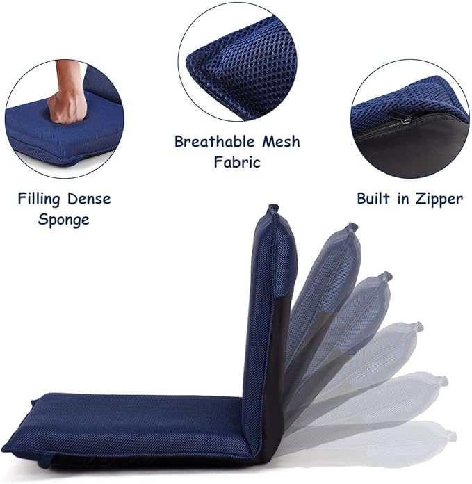 Giantex Adjustable Mesh Floor Sofa Chair, 6-Position Multi-Angle Padded Floor Chair, Cushioned Back Support Versatile, Video Game Chairs for Meditation Seminars Reading TV Watching or Gaming