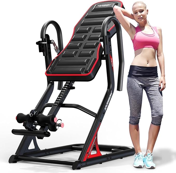 HARISON Heavy Duty Inversion Table for Back Pain Relief 350 LBS Capacity with 3D Memory Foam, Back Inversion Table with 180 Degree Full Inversion