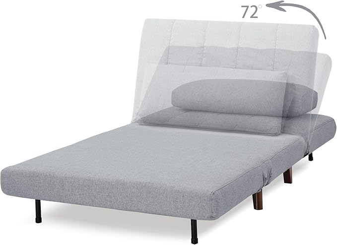 Artdeco Home 40" W Convertible Futon Chair with Matching Pillow(s) for Small Space Living Room and Apartment (Springfield, Moonlight)