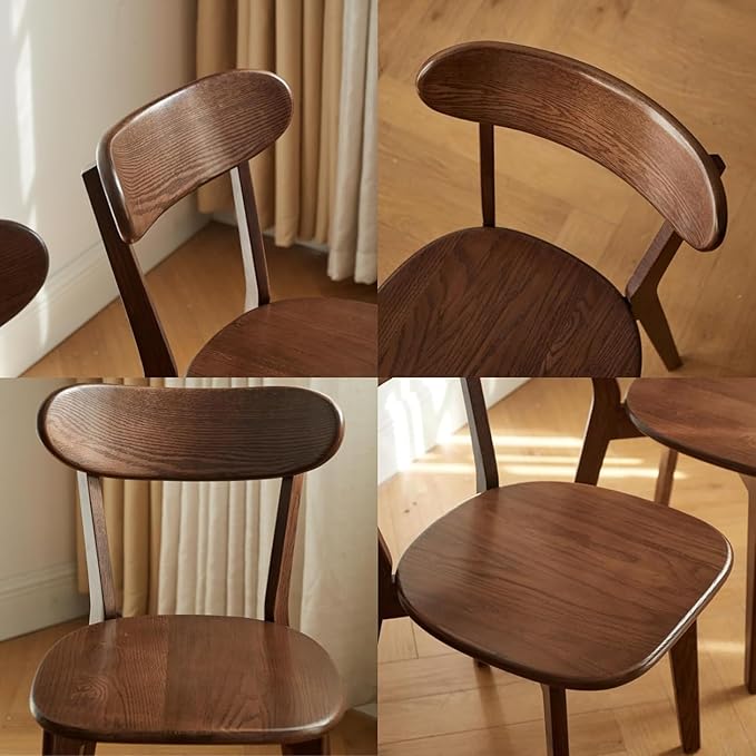 Hymus 100% Solid Oak Wood Dining Room Chairs - Practical Kitchen Chairs for Dining Room, Kitchen, Living Room (1, Walnut)