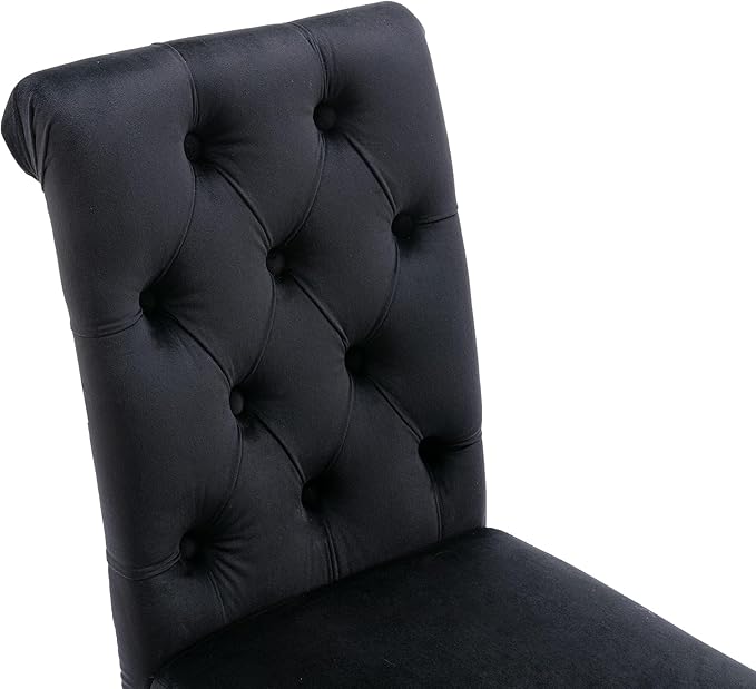 chairus Dining Chairs Set of 2 Mid Century Modern Living Room Chairs with Button Tufted High Back Velvet Chair Comfy Upholstered Side Chairs for Kitchen/Restaurant/Bedroom, Black