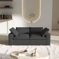 Cloud Sectional Couch, Black Modular Sectional Sofa, Modern Comfy Love Seat Sofa, Covers Removable, Convertible Sleeper Couch for Living Room Apartment (Linen Fabric)