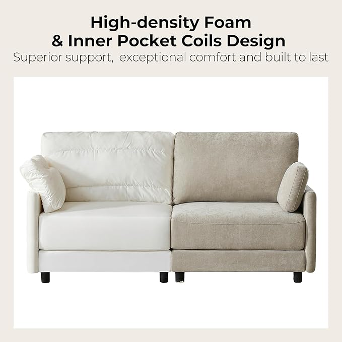 CHITA U Shaped Modular Sectional Sofa with 2 Ottoman, Modern Cloud Couch for Living Room and Apartment, 5 Seat Extra Comfty Sofa, Removable Cover, 107 Inch Width, Classic Taupe