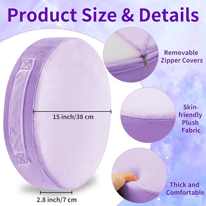 8 Pcs Round Floor Cushions for Kids, 15'' Plush Flexible Seating Pillows with Handles, Soft Chair Seats for Classroom Elementary Daycare Preschool Playroom Reading Corner Light Blue