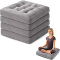SM-XLHN Meditation Floor Pillow Set of 4, Square Large Pillows Seating for Adults, Meditation Cushion Pillow,Tufted Corduroy Cushion for Tatami Living Room or Yoga, Light Gray, 22x22 Inch