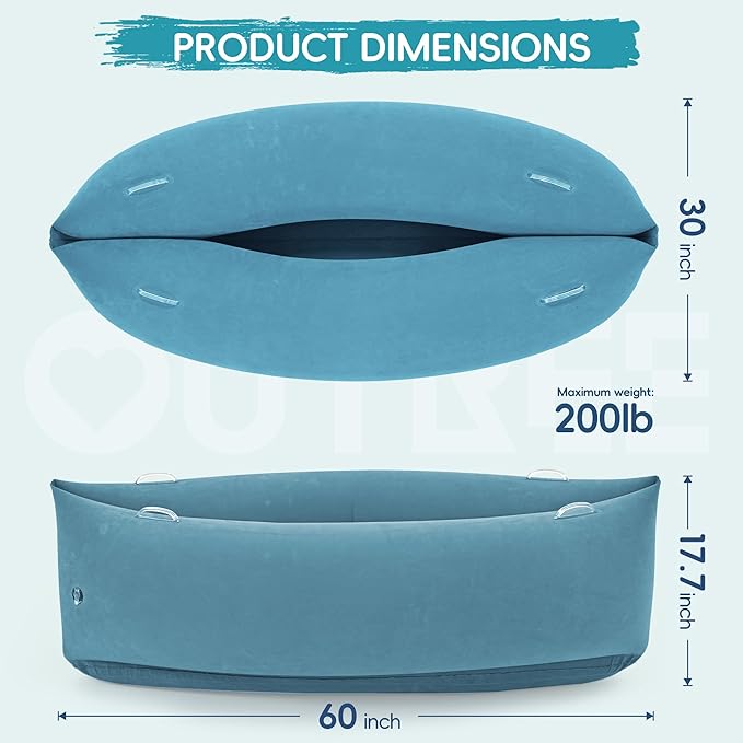 OUTREE Upgraded Sensory Chair for Kids — 60" Sensory Pod Inflatable Peapod for Children, Includes Electric Air Pump,Sensory Toys Giftfor Kids with Autism,Light Blue