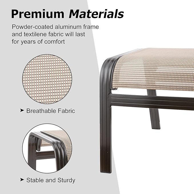 Deguifei Outdoor Patio Footstools Aluminum Outdoor Ottomans Footrest Small Seating Wicker Furniture Patio Ottoman 2 Pieces Brown