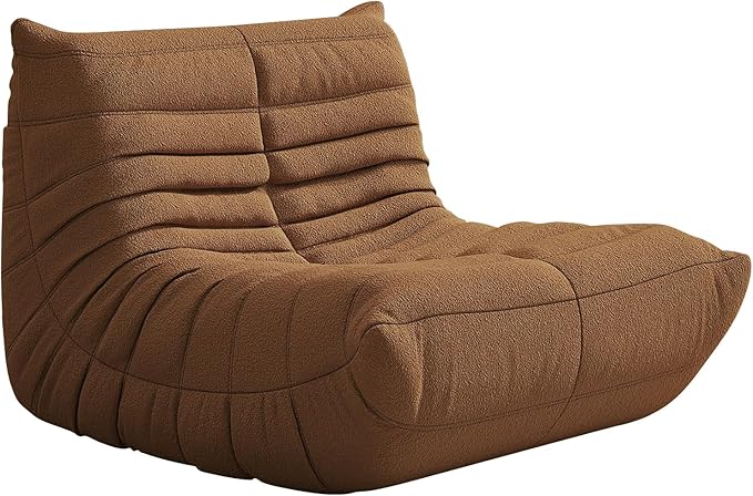 Bean Bag Chair, Fireside Chair, Large Bean Bag Chair for Adults, Bean Bag Chairs for Teens with High-Resilience Foam, Non-Slip Base Floor Lounge Sofa,Living Room (Brown, Single)