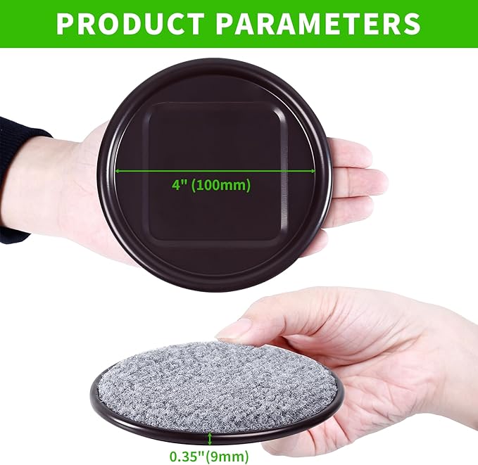 4" Round Carpet Bottom Furniture Caster Cups, Reusable Furniture Sliders for Hardwood Floors, Felt Furniture Pads Coasters to Protect Tile or Laminate Floors from Scratches, Brown/Gray (12 Pack)