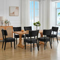 UVV Upholstered Dining Chairs Set of 6, Mid Century Modern Tufted Kitchen Chairs Dining Room Chairs, Velvet Dinner Chair with Wood Legs for Dining Room Kitchen, Black-Black Legs