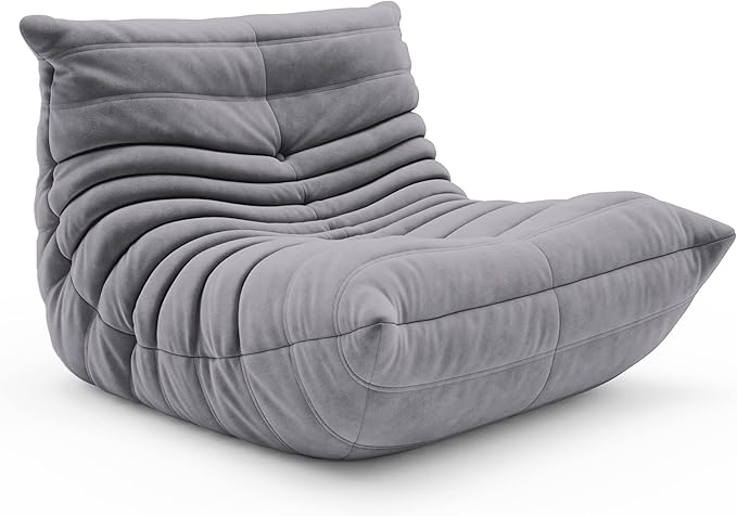 cebihy High-end Uncompressed Fireside Togo Chair, Bean Bag Chair, Foam Floor Sofa, Soft Lazy Lounge Sofa Couch, Armless Suede Fabric Cover Beanbag Accent Chairs for Living Room Bedroom Dorm Office