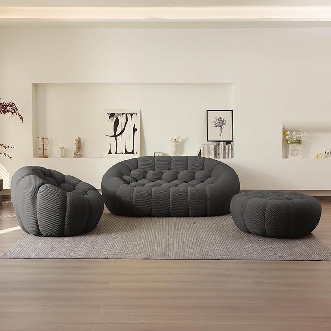 WJShome Bubble Couch,42' Modern Curved Sofa, Morden Lazy Floor Sofa, Memory Foam Bean Bag Floor Couch Lounge Chair for Living Room, Office, Apartment(Dark Gray)