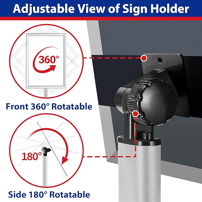 VAIIGO Pedestal Sign Holder 11x17inch Adjustable Floor Stand With Heavy Base & Snap Frame Display for Indoor Outdoor Business Store Poster (Silver)