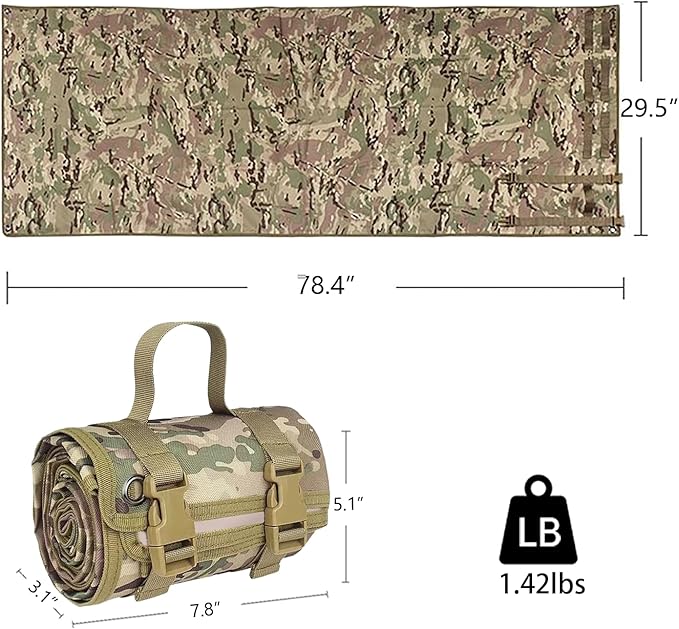 Outdoor Camping Tactical Training Shooting Mat Anti Slip Pad, Waterproof and Moisture-Proof Folding Mat Picnic Blanket Portable with Carry Strap