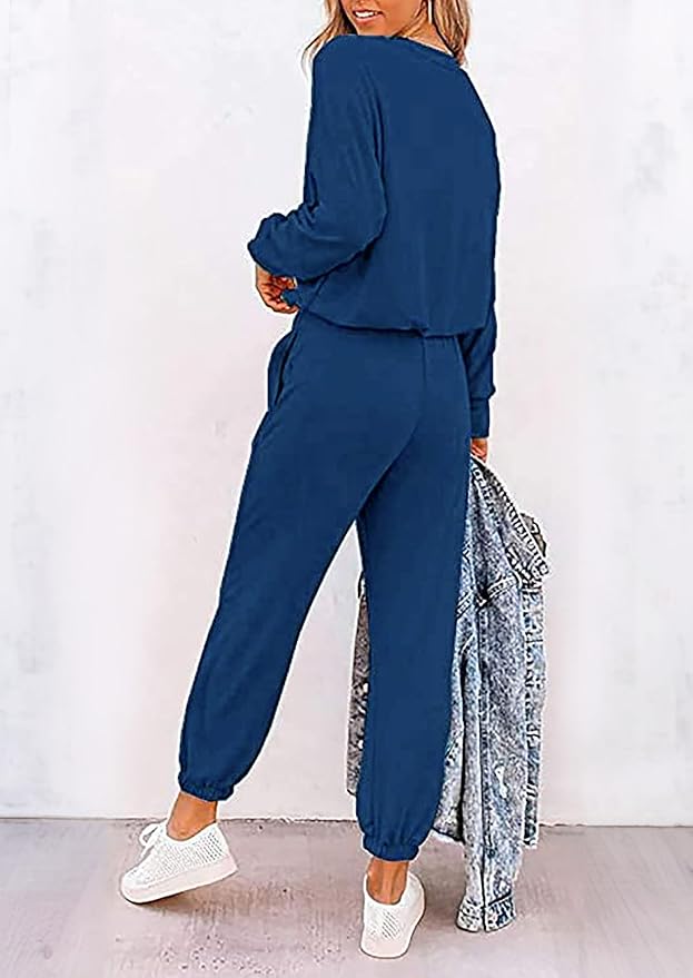 PRETTYGARDEN Women Fall 2 Piece Lounge Outfit Long Sleeve Tops High Waisted Jogger Pants Set Spring Travel Clothes Tracksuit