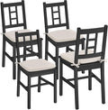 VASAGLE Wooden Dining Chairs, Set of 4, Kitchen and Dining Room Chairs, Removable Cushion, Curved Back, Each Supports 264 lb, Ebony Black UKDC150B14