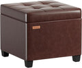 ABHENG 17.7 inches Synthetic Leather turfed Ottomans Cube with Storage, Metal-Framed Square Storage Ottoman Foot Rest Stool Holds 770 LB for Dorm Living Room Bedroom Brown UASND63R