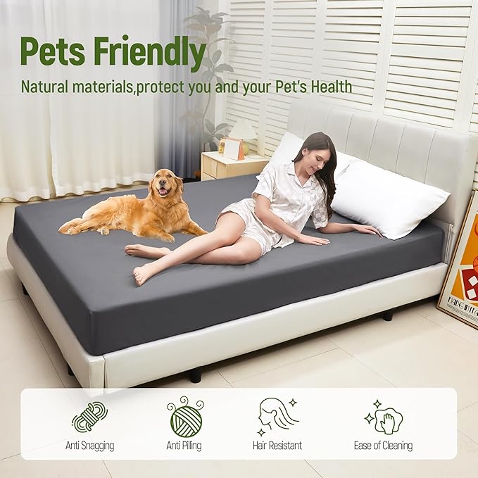 Grounding Sheets Twin XL,90% Cotton+10% Pure Silver Fiber,Grounded Bed Sheet,Deep Pocket Bare Earth Grounding Sheet,Miracle Earth Sheets Well Bedding for Better Sleep & Wellness (Gray,39"x80"x15")
