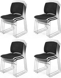 VINGLI Stackable Chairs Set of 12 Stacking Office Chairs with Metal Sled Base, Ergonomic Plastic Padded Seat & Back, Capacity 350lbs, Stacking Chairs for Waiting Room Break Room Banquet Guest, Black