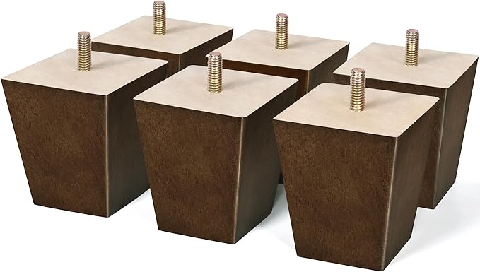 AORYVIC Wood Furniture Legs Sofa Legs Pack of 6 Square Couch Legs Mid-Century Modern Replacement Legs for Armchair Recliner Coffee Table Dresser Sideboard (3 inch (6pcs))