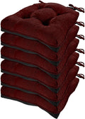 HARBOREST Chair Cushions for Dining Chairs Set of 6 - Chenille Tufted Kitchen Chair Cushions with Ties and Non-Slip Bottom, Foam Chair Pads for Dining Chairs, 17" x 17", Burgundy