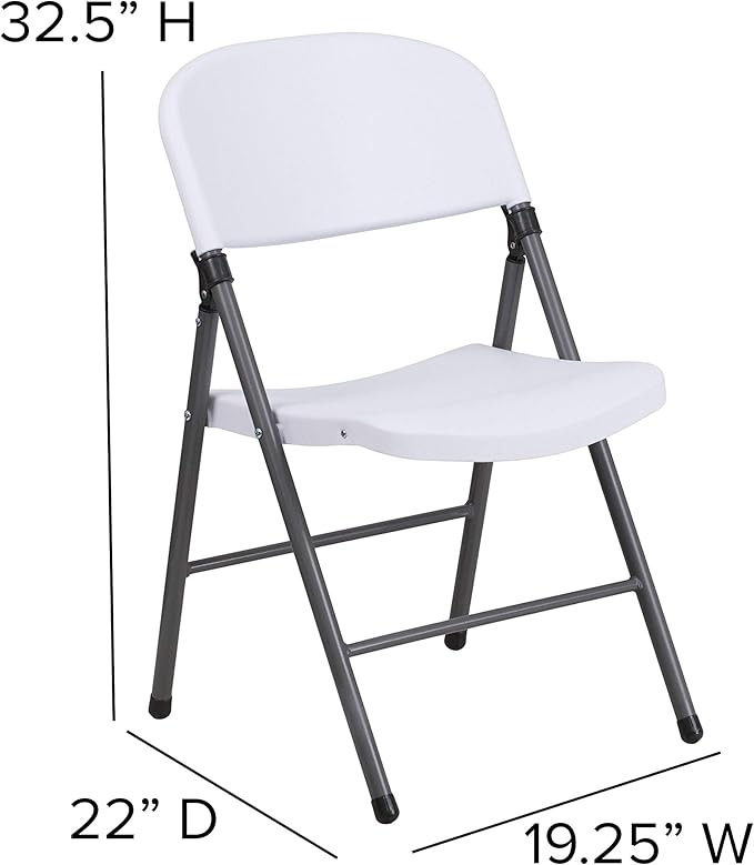 Flash Furniture Hercules Series Plastic Folding Chairs, Lightweight Commercial Event Chairs with 330-lb. Static Weight Capacity, Set of 4, White