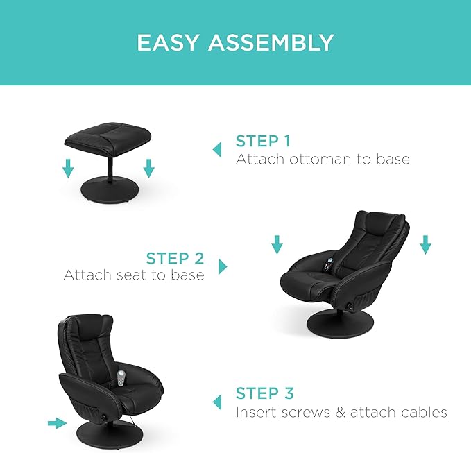 Best Choice Products Faux Leather Electric Massage Recliner w/Stool Footrest Ottoman, Remote Control, 5 Heat & Massage Modes, Side Pockets - Black