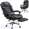Big and Tall Office Chair 400lbs - Executive Ergonomic Desk Chair with Footrest, High Back Reclining Leather Chair with Lumbar Support for Home Office, Black