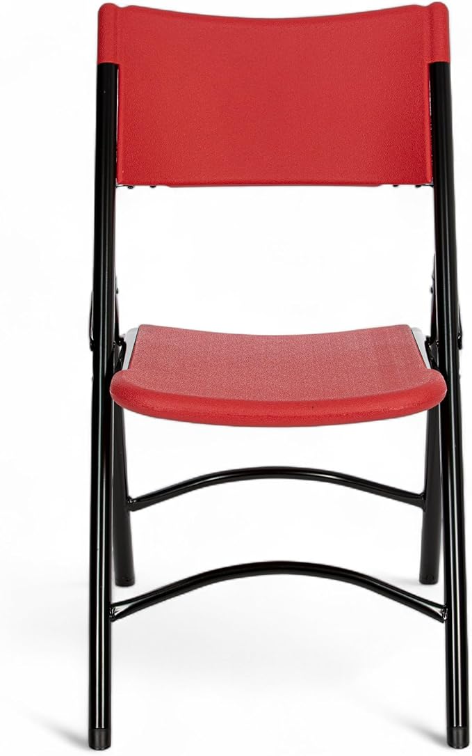 OEF Furnishings OEF600 Series High Back Folding Chairs, Blow-Molded Polyethylene Commercial-Grade Seating for Indoor and Outdoor Use, 500 lb Weight Capacity, 4-Pack (Red)