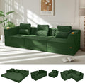 COMAX Futon Sofa Bed 3 Seater, 106" Convertible Sofa Bed Couches for Living Room, 4 in 1 Folding Boneless Sleeper Corduroy Couch Foam in a Box, Comfy Foldable Lounge Fold Out Floor Mattress, Green