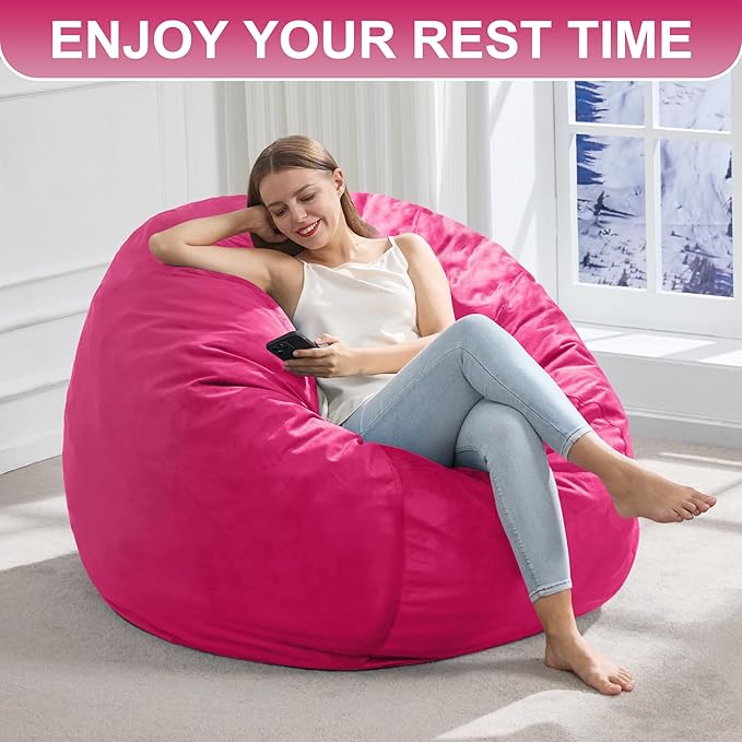 Hobestluk 3FT Bean Bag Chair Giant Bean Bag Chairs for Adults Large Bean Chairs with Removable Cover, Beanbag Chair with Filler, Adult Bean Bag Chairs for Living Room, Bedroom
