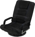 360° Swivel Gaming Chair 6 Adjustable Positions Backrest with Armrest Foldable Floor Chairs Suitable for Reading, Relaxing, Mediation,Black