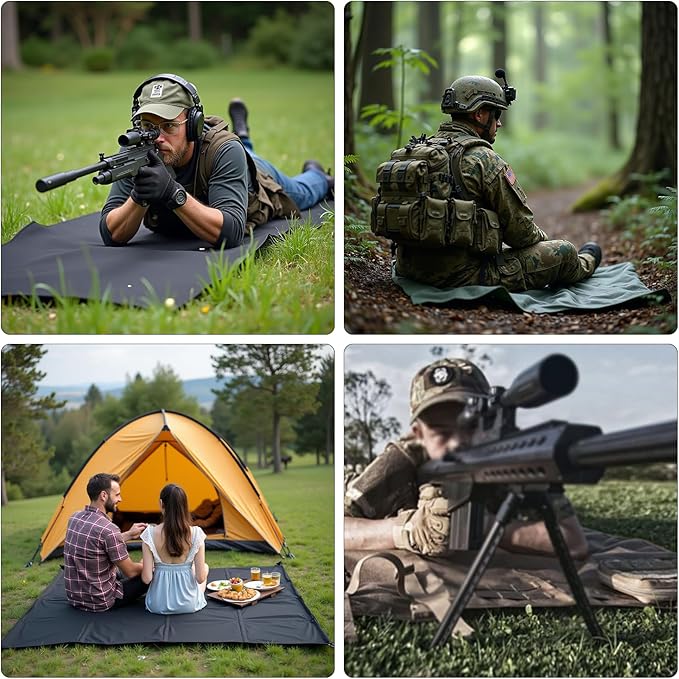 Outdoor Camping Tactical Training Shooting Mat Anti Slip Pad, Waterproof and Moisture-Proof Folding Mat Picnic Blanket Portable with Carry Strap