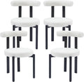 Kiztir Dining Chairs Set of 4, Modern Boucle Dining Chairs with Curved Backrest and Black Metal Legs, Upholstered Teddy Dining Room Chairs for Kitchen, Living Room, Bedroom (Beige)