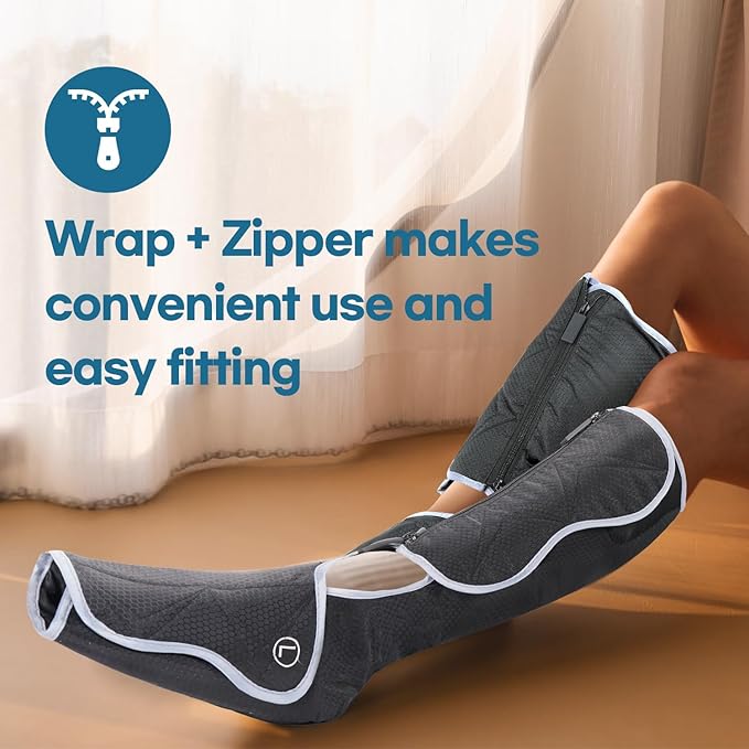 HuBDIC HubiCare Leg Air Massager for Circulation and Relaxation Foot and Calf Massage with Heat. Great for Circulation and Helpful for Relaxation and Swelling (Zipper Added)