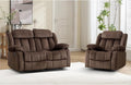 EBELLO Manual Reclining Sofa Set, Classic Recliner Sofa with Overstuffed Arms and Backrest, Include 1 Recliner Chair, 1 Loveseat Couch, Brown