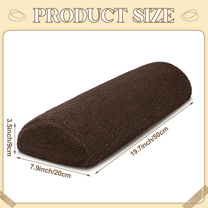 Sintuff Recliner Leg Rest Cushion Sofa Footrest Pillow with Cover Half Moon Bolster Pillow Under Knee Pillow for Sleeping On Back Alleviating Pain, 19.7 x 8 x 3.5 Inch (Coffee)