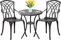 Withniture 3 Piece Patio Bistro Set Outdoor Bistro Table Set Anti Rust Bistro Table and Chairs w/Umbrella Hole, Durable Patio Set for Porch, Balcony