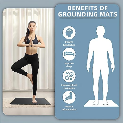 BESTING Grounding Mat for Feet, Waterproof & Stain-Resistant, Stress Relief & Wellness Earthing Mat for Better Sleep, Yoga, Office, Living Room (24'' x 35'')