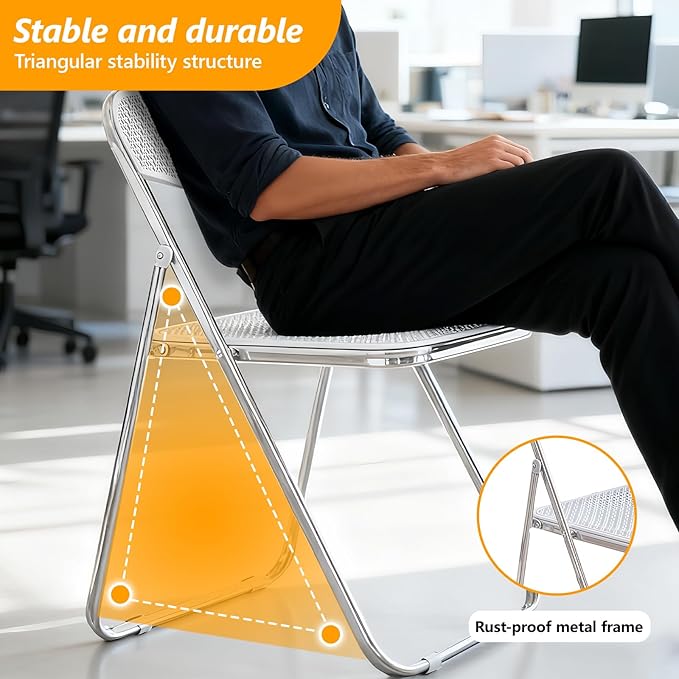 Folding Chairs, 300lb Capacity Steel Frame, Foldable for Indoor Outdoor Party,8-Pack,White