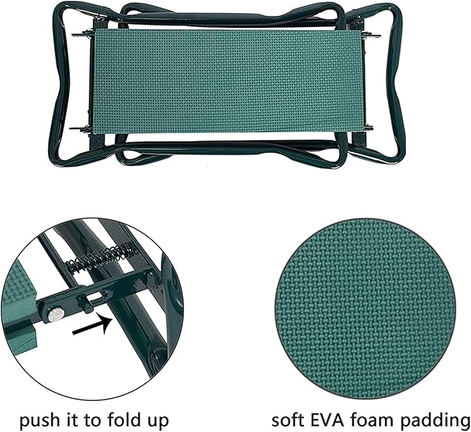 TINVHY Foldable Garden Kneeler and Seat Heavy Duty Gardening Bench Soft Cushion Seat with Tool Pouch and Kneeling Pad