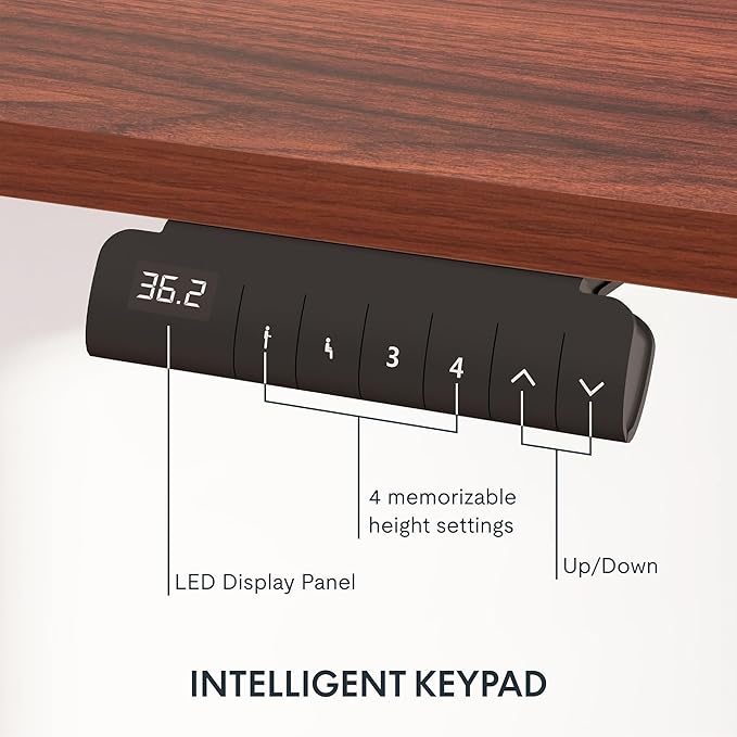 FLEXISPOT E6 3-Stage Dual Motor Electric Standing Desk 55 x 28 Sit Stand Up Desk, Holds 220 lbs, Adjustable Height w/Memory Presets, One-Piece Mahogany Desktop & Black Frame, Ships in 2 Boxes