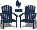 nevilywood Compact Stackable Adirondack Chairs Set of 2, 26.3" Wide HDPE Outdoor Patio Chairs - Durable, Space-Saving Design for Porch, Lawn or Garden, Navy