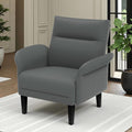 Modern Faux Leather Accent Sofa, Symmetrical Shawl Armchair with Wide Armrests & Wooden Legs, Gray Sofa Chair for Living Room, Apartment, Office