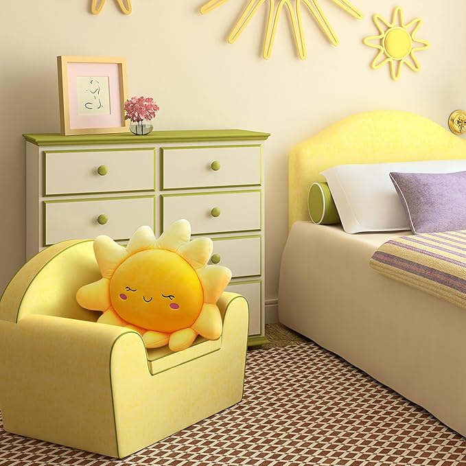 Juexica 1 Pcs Sun Pillow Plush Sofa Cushion Cute Stuffed Sun Shaped Floor Pillow Car Throw Soft Toy for Kids Women Girls Bed Home Decoration (23.6 Inch)