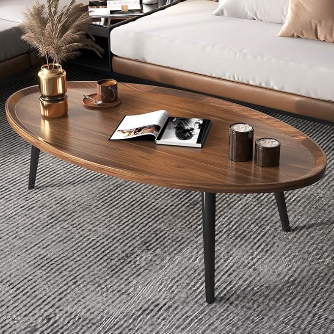 CraftThink Coffee Table, Modern Small Coffee Table with 3 Legs, Wooden Cocktail Table Farmhouse Retro Accent Center Table Side End Table for Living Room Easy Assembly, Brown 15" H x 31.5" L x 21.5" W