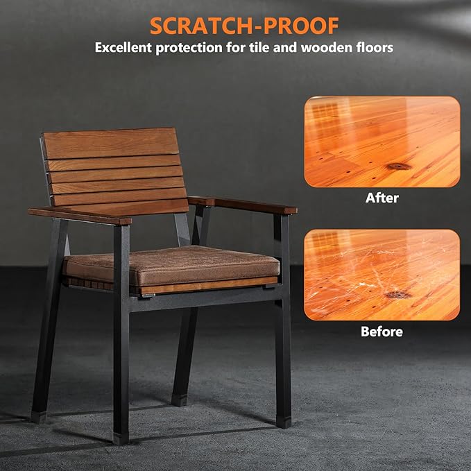 16pcs Square Chair Leg Floor Protectors, Felt Pads Chair Leg Protectors for Hardwood Floors, Silicone Furniture Feet Cups Covers Felt Pads, Prevents Scratches & Reduce Noise, Black, Large