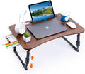 Laptop Desk for Bed, Height Adjustable Laptop Bed Table, Foldable Portable Lap Desk Stand with USB/Storage Drawer/Cup Holder/Slot, Breakfast Tray for Working Reading Writing Eating